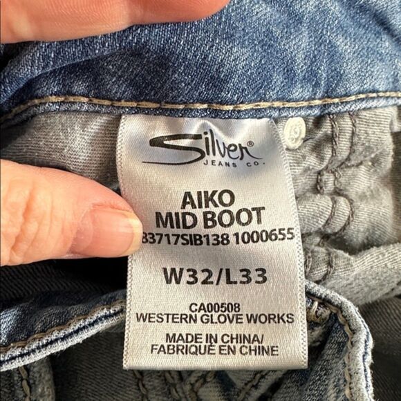 Silver Jeans Super Stretch Aiko Bootcut Low Rise Womens 32/33 Cotton Cowgirl - Picture 10 of 16